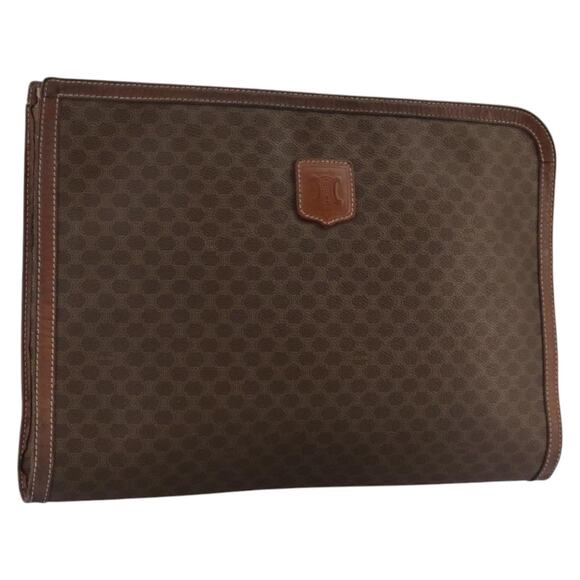 CELINE Macadam Canvas Briefcase Pvc Leather Brown - Picture 1 of 16